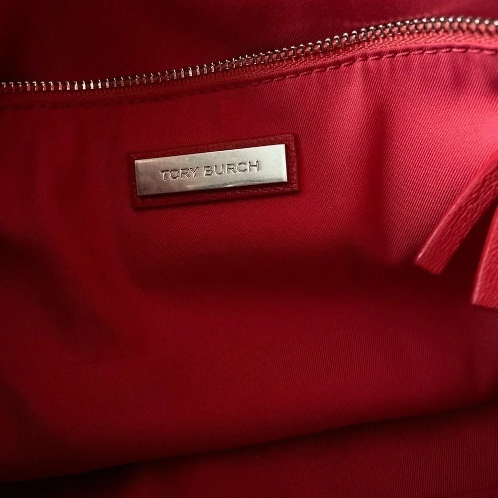 Tory Burch Fleming Distressed Leather Tote Cherry Apple